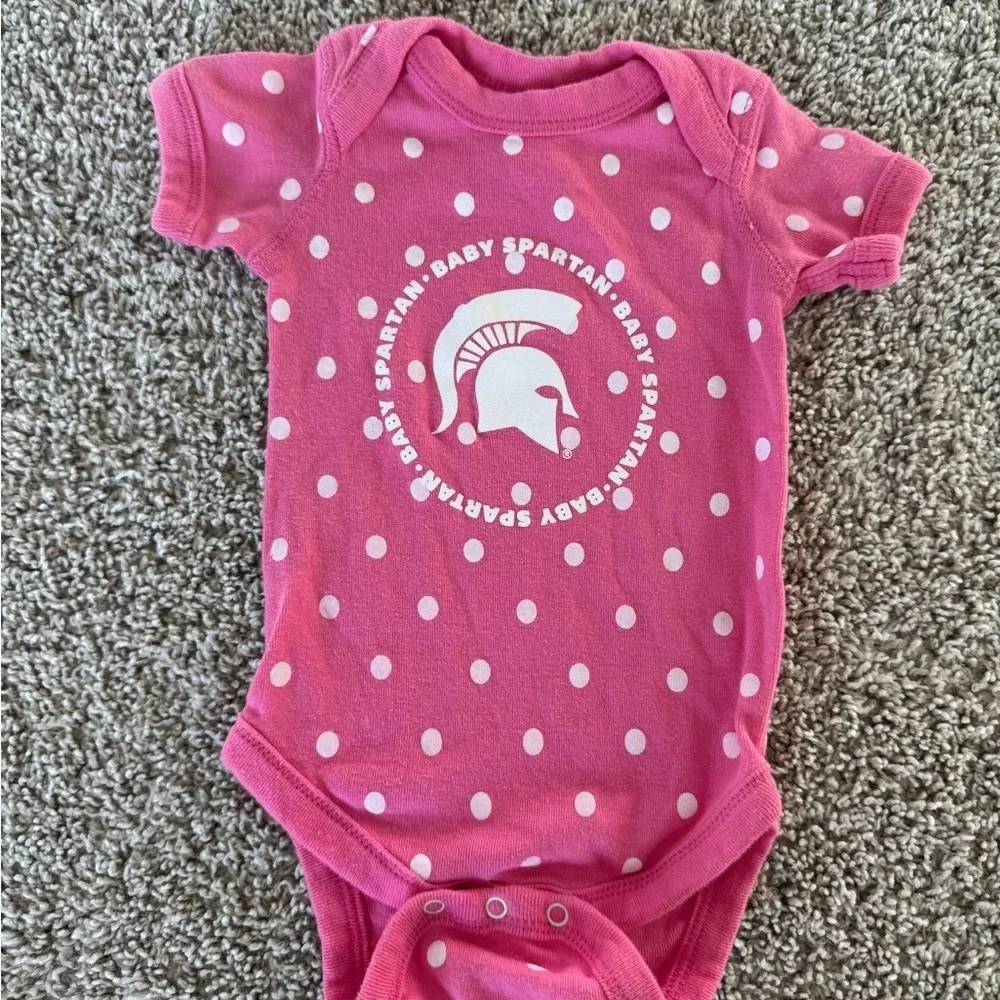 Michigan State Spartans Baby Girl Bodysuit Set MSU Spartan outfit Size 6-9